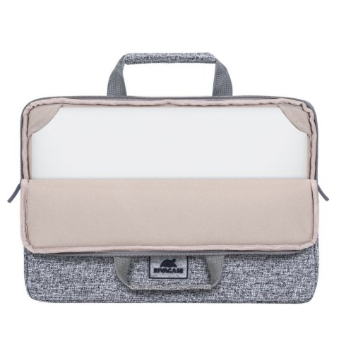 Etui na laptop 13,3" RIVACASE Anvik, jasny szare, z uchwytem, z materiału wodoodpornego, pluszowe wnętrze, tylna kieszeń na smar