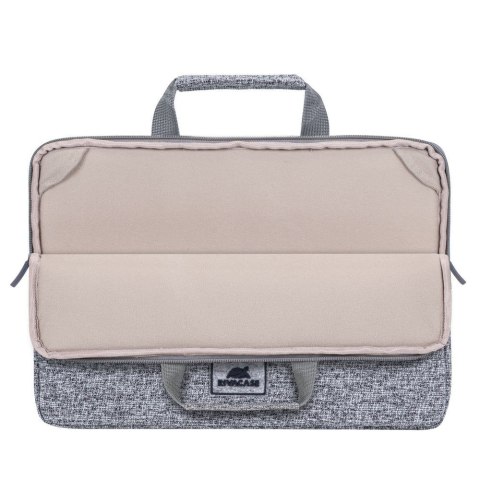 Etui na laptop 13,3" RIVACASE Anvik, jasny szare, z uchwytem, z materiału wodoodpornego, pluszowe wnętrze, tylna kieszeń na smar