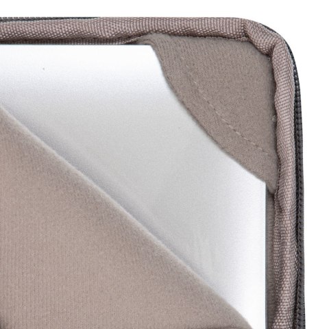 Etui na laptop 13,3" RIVACASE Anvik, jasny szare, z uchwytem, z materiału wodoodpornego, pluszowe wnętrze, tylna kieszeń na smar