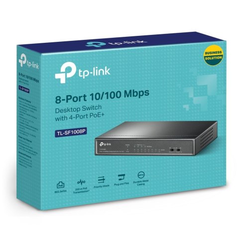 TP-Link TL-SF1008P Nie zarządzany Fast Ethernet (10/100) Obsługa PoE Czarny TP-Link TL-SF1008P Nie zarządzany Fast Ethernet (10/100) Obsługa PoE Czarny