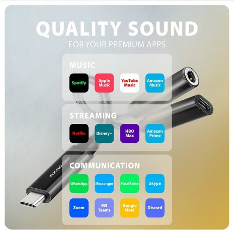Axagon ADA-HCPD kabel audio 0,1 m USB-C, 3.5 mm USB-C Czarny