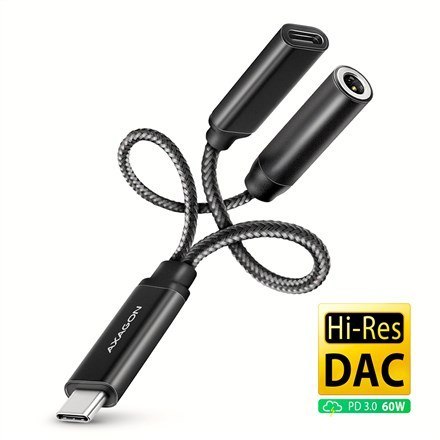 Axagon ADA-HCPD kabel audio 0,1 m USB-C, 3.5 mm USB-C Czarny