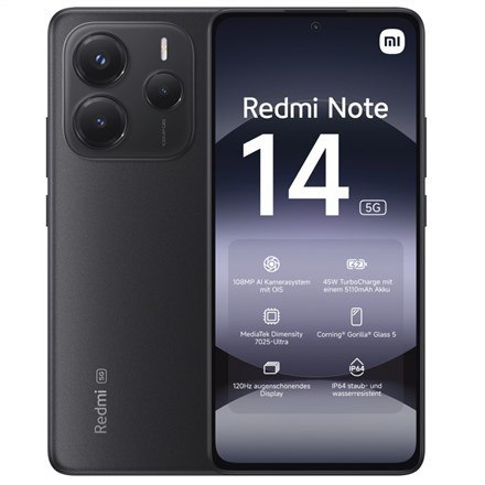 Smartfon Xiaomi Redmi Note 14 5G Midnight Juodas 6/128 GB Smartfon Xiaomi Redmi Note 14 5G Midnight Juodas 6/128 GB