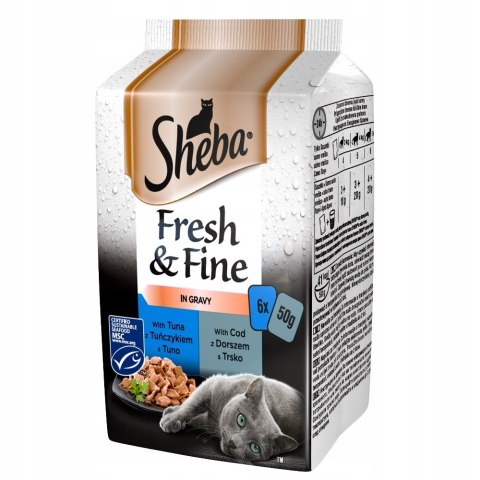 Sheba Fresh Fine mix kurczak łosoś indyk w sosie mokra karma dla kota 6x50g Sheba Fresh Fine mix kurczak łosoś indyk w sosie mokra karma dla kota 6x50g