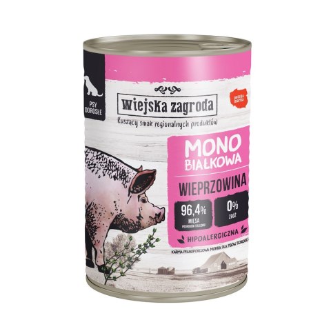Wiejska Zagroda Monobiałkowa dla psa Wieprzowina 400g Wiejska Zagroda Monobiałkowa dla psa Wieprzowina 400g