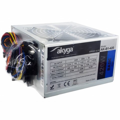 Zasilacz Akyga AK-B1-420 (420 W; Pasywne; 120 mm) Zasilacz Akyga AK-B1-420 (420 W; Pasywne; 120 mm)