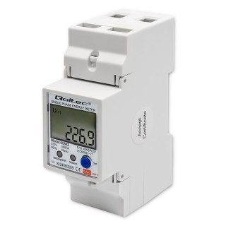 Qoltec 50882 Jednofazowy elektroniczny licznik | miernik zużycia energii na szynę DIN | Wi-Fi | TUYA | 230V | LCD