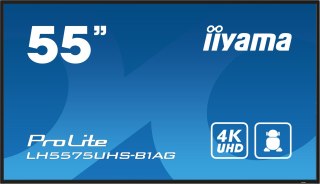 Iiyama LH5575UHS-B1AG signage display Płaski panel Digital Signage 138,7 cm (54.6") LCD Wi-Fi 500 cd/m2 4K Ultra HD Czarny Proce