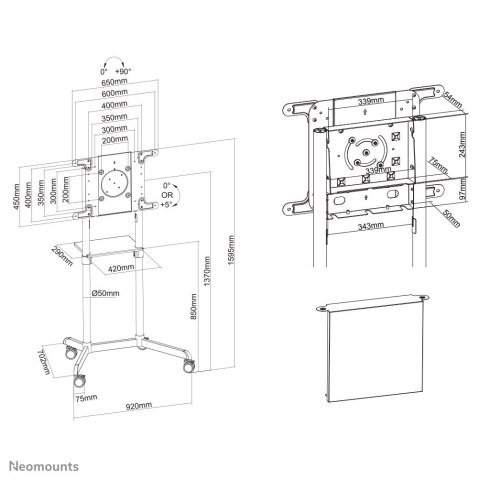 Neomounts by Newstar NM-M1250 177,8 cm (70") Biały