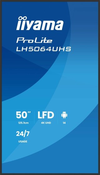 Płaski ekran iiyama LH7564UHS-B1AG 75 IN LCD UHD - 190.5 cm