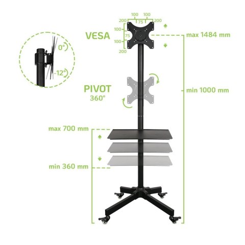 Techly ICA-TR20 uchwyt do telewizorów 94 cm (37") Czarny