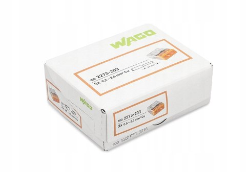 Wago 2273-203 rozgałęźnik kablowy Pomarańczowy, Przezroczysty Wago 2273-203 rozgałęźnik kablowy Pomarańczowy, Przezroczysty