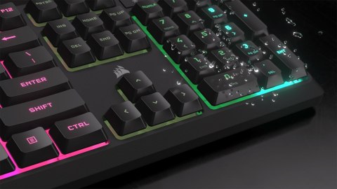 Klawiatura CORSAIR Tas K55 CORE BLACK RGB, Gumowa kopuła, Mechaniczna, USB