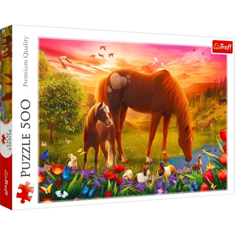 Puzzle 500 elementów Konie na łące Puzzle 500 elementów Konie na łące