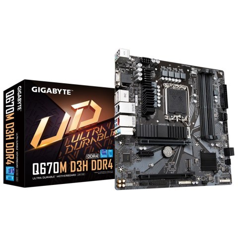 Płyta główna Gigabyte Q670M D3H DDR4 , Intel Q670, LGA1700, 4xDDR4, mATX Płyta główna Gigabyte Q670M D3H DDR4 , Intel Q670, LGA1700, 4xDDR4, mATX