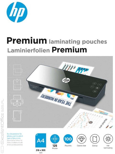 HP Folia laminacyjna PREMIUM A4 125 mic, 100 szt. HP Folia laminacyjna PREMIUM A4 125 mic, 100 szt.