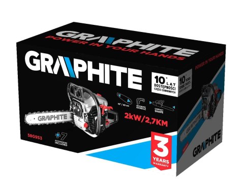 Graphite Pilarka łańcuchowa spalinowa 2.7KM prowadnica 16" Graphite Pilarka łańcuchowa spalinowa 2.7KM prowadnica 16"