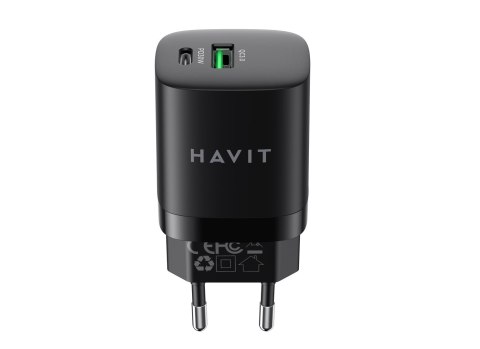 Ładowarka Havit USB-A+USB-C UC30 EU (czarny) Ładowarka Havit USB-A+USB-C UC30 EU (czarny)