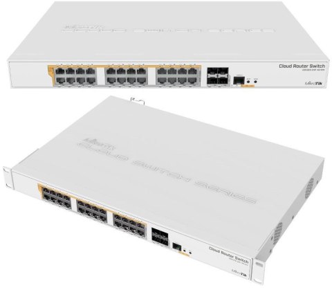 Mikrotik CRS328-24P-4S+RM łącza sieciowe Zarządzany L2/L3 Gigabit Ethernet (10/100/1000) Biały 1U Obsługa PoE Mikrotik CRS328-24P-4S+RM łącza sieciowe Zarządzany L2/L3 Gigabit Ethernet (10/100/1000) Biały 1U Obsługa PoE