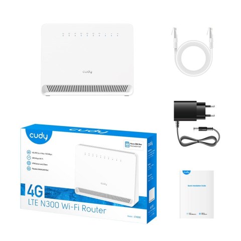 Router bezprzewodowy CUDY LT400E_EU Wi-Fi 300 Mbps 2.4 GHz 4G LTE SIM Router bezprzewodowy CUDY LT400E_EU Wi-Fi 300 Mbps 2.4 GHz 4G LTE SIM