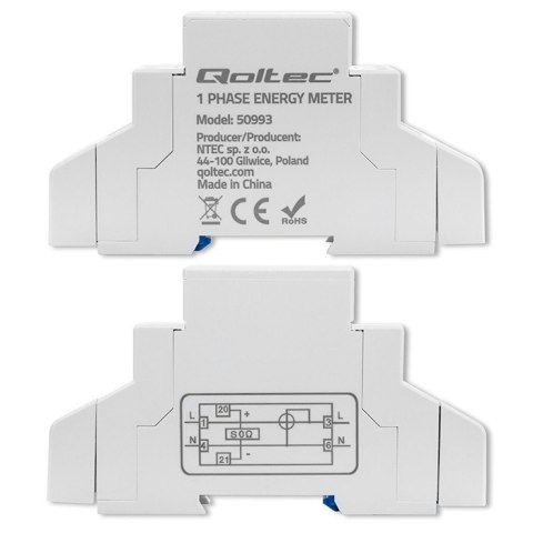 Jednofazowy elektroniczny licznik | miernik zużycia energii na szynę DIN | 230V | 30A | LCD | 1P Jednofazowy elektroniczny licznik | miernik zużycia energii na szynę DIN | 230V | 30A | LCD | 1P