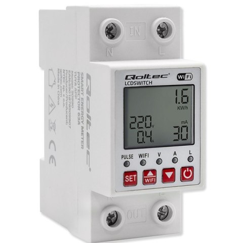 Przekaźnik 63A na szynę DIN z licznikiem energii elektrycznej | Timer | Tuya | Wi-Fi | LED Przekaźnik 63A na szynę DIN z licznikiem energii elektrycznej | Timer | Tuya | Wi-Fi | LED
