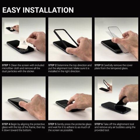 Crong Anti-Bacterial 3D Armour Glass - Szkło hartowane 9H na cały ekran iPhone 14 / iPhone 13 / iPhone 13 Pro + ramka instalacyj