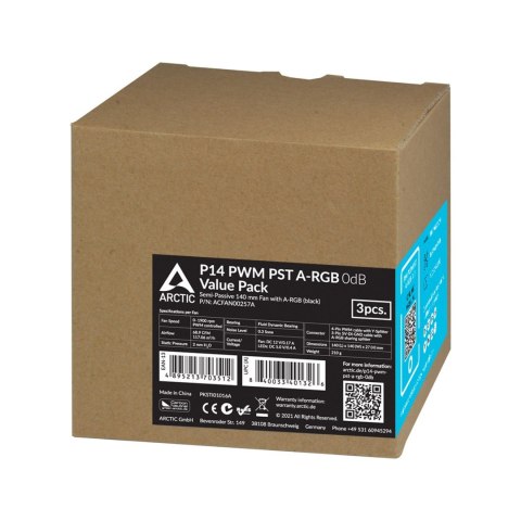 Wentylator ARCTIC P14 PWM PST A-RGB LED BK VALUE PACK 3szt zestaw Wentylator ARCTIC P14 PWM PST A-RGB LED BK VALUE PACK 3szt zestaw