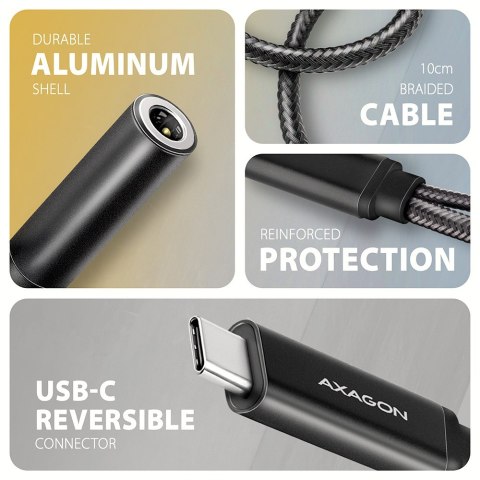 Axagon ADA-HCPD kabel audio 0,1 m USB-C, 3.5 mm USB-C Czarny