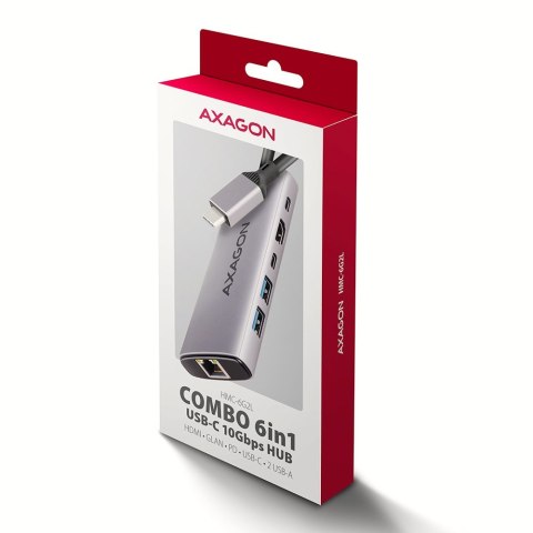 Axagon HMC-6G2L stacja dokująca Przewodowa USB 3.2 Gen 2 (3.1 Gen 2) Type-C Aluminium