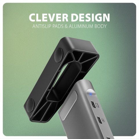 Koncentrator wieloportowy AXAGON HMC-10HLS, 4x USB-A i 2x USB-C, HDMI 4K/60Hz, RJ-45, SD/microSD, PD 100W