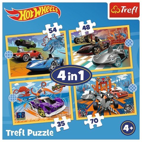 Puzzle 4w1 Hot Wheels pojazdy Puzzle 4w1 Hot Wheels pojazdy
