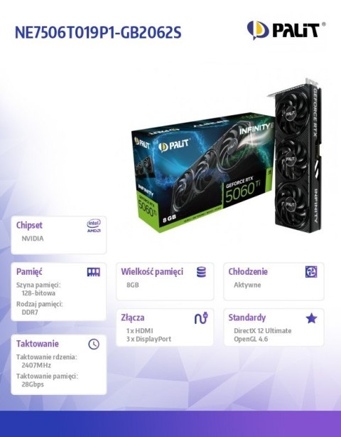 Karta graficzna RTX 5060 TI INFINITY 3 8GB GDDR7 128bit 3DP/HDMI
