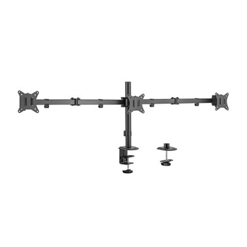 GEMBIRD BIURKOWE REGULOWANE RAMIĘ/UCHWYT NA 3 MONITORY 17-27, 100X100MM, DO 7KG GEMBIRD BIURKOWE REGULOWANE RAMIĘ/UCHWYT NA 3 MONITORY 17-27, 100X100MM, DO 7KG