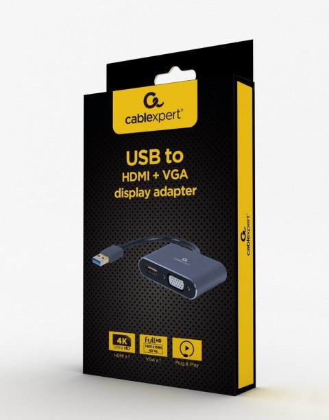 I/O ADAPTER USB3 TO HDMI/VGA/GREY A-USB3-HDMIVGA-01 GEMBIRD I/O ADAPTER USB3 TO HDMI/VGA/GREY A-USB3-HDMIVGA-01 GEMBIRD