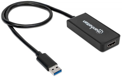 Manhattan 152259 zewnętrzna karta graficzna usb Czarny