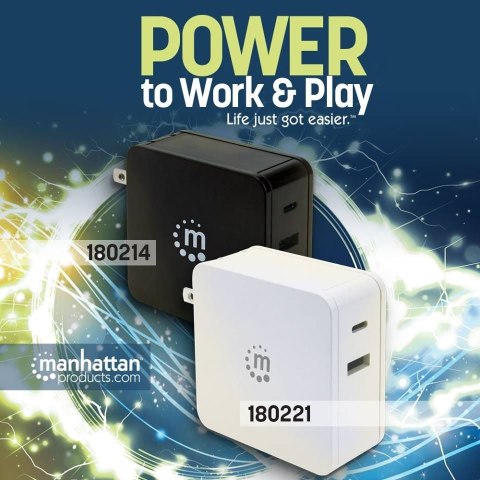Manhattan 180214 ładowarka do urządzeń przenośnych Netbook, Tablet Czarny Prąd przemienny Wewnętrzna Manhattan 180214 ładowarka do urządzeń przenośnych Netbook, Tablet Czarny Prąd przemienny Wewnętrzna