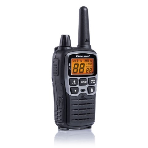 Midland XT70 krótkofalówka 24 kan. 446.00625 - 446.09375 MHz Czarny, Szary Midland XT70 krótkofalówka 24 kan. 446.00625 - 446.09375 MHz Czarny, Szary