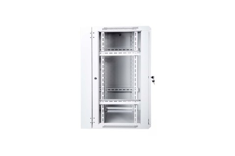 Szafa sieciowa wisząca 19" 15U rack 600x600, drzwi szyba, szary, dzielona, złożona, 60kg