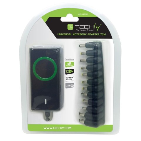 Techly IPW-NTS70WTY adapter zasilający/ inwentor Uniwersalne 70 W Czarny Techly IPW-NTS70WTY adapter zasilający/ inwentor Uniwersalne 70 W Czarny