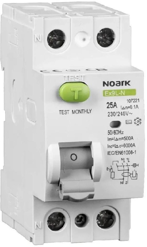 Noark Wyłączniki różnicowoprądowe Ex9L-N 2P 40A 30mA Noark Wyłączniki różnicowoprądowe Ex9L-N 2P 40A 30mA