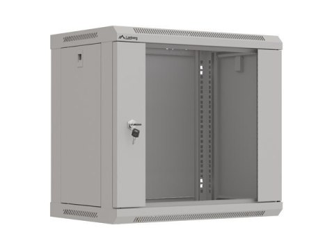 Szafa instalacyjna rack wisząca 19" 9U 540x350 szara drzwi przeszklone LANBERG (FLAT PACK)