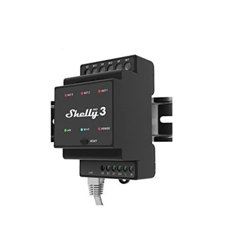 Shelly Pro 3 przekaźnik zasilający Czarny Shelly Pro 3 przekaźnik zasilający Czarny