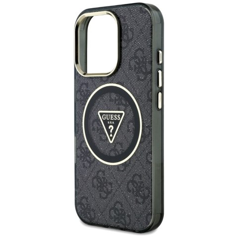 Guess IML Metal Glitter 4G Circle Triangle MagSafe - Etui do iPhone 16 Pro (czarny)