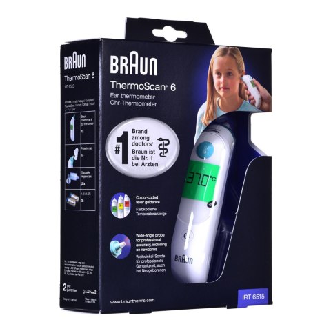 Braun ThermoScan 6 Termometr kontaktowy Biały Ucho Przyciski
