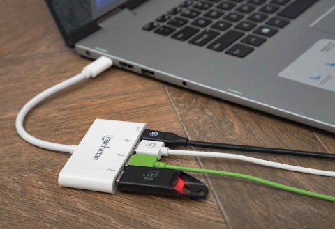 Manhattan 163552 huby i koncentratory USB 3.2 Gen 1 (3.1 Gen 1) Type-C 5000 Mbit/s Biały