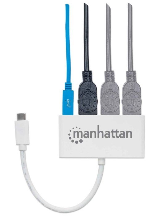 Manhattan 163552 huby i koncentratory USB 3.2 Gen 1 (3.1 Gen 1) Type-C 5000 Mbit/s Biały