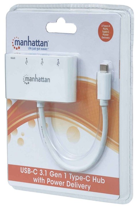 Manhattan 163552 huby i koncentratory USB 3.2 Gen 1 (3.1 Gen 1) Type-C 5000 Mbit/s Biały