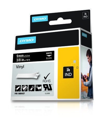 Dymo 1805437 Taśma Winylow 9mmx5,5m biały/czarny Dymo 1805437 Taśma Winylow 9mmx5,5m biały/czarny