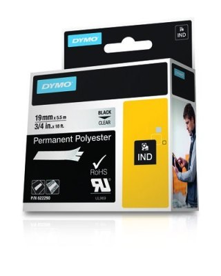 Dymo 622290 Poliestrowa 19mmx5,5m czarny/przezro